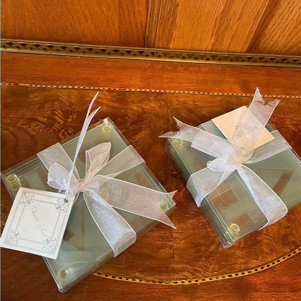 Kate Aspen Glass “LOVE” Coasters ~ NWT ~ Lot of 2 Sets